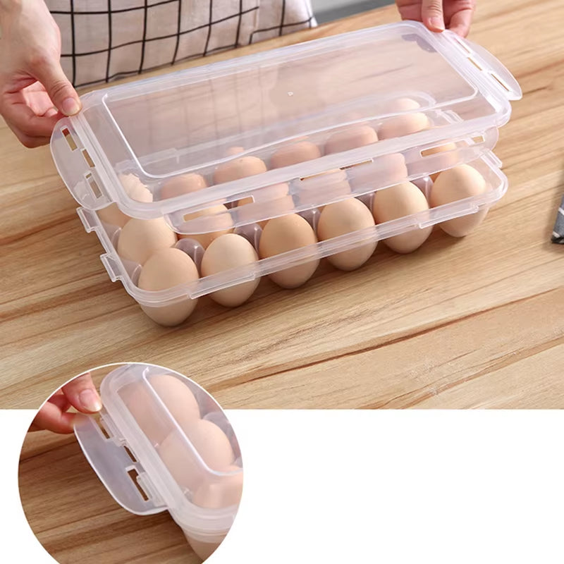 Egg Storage Box with Lid Kitchen Refrigerator Egg Box Egg Drop Rack Egg Storage Box Fridge Egg Organizer 10/18 Grid Egg Tray