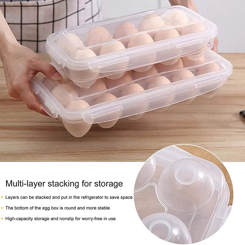 Egg Storage Box with Lid Kitchen Refrigerator Egg Box Egg Drop Rack Egg Storage Box Fridge Egg Organizer 10/18 Grid Egg Tray