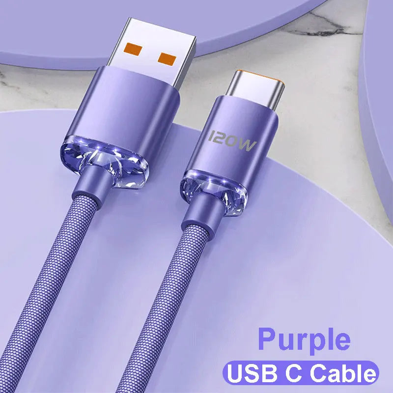 NEW 120W USBA to Type C to USBC Cable for Iphone 15 16 17 Series PD Fast Charging USB C Data Cord for Xiaomi OPPO Samsung