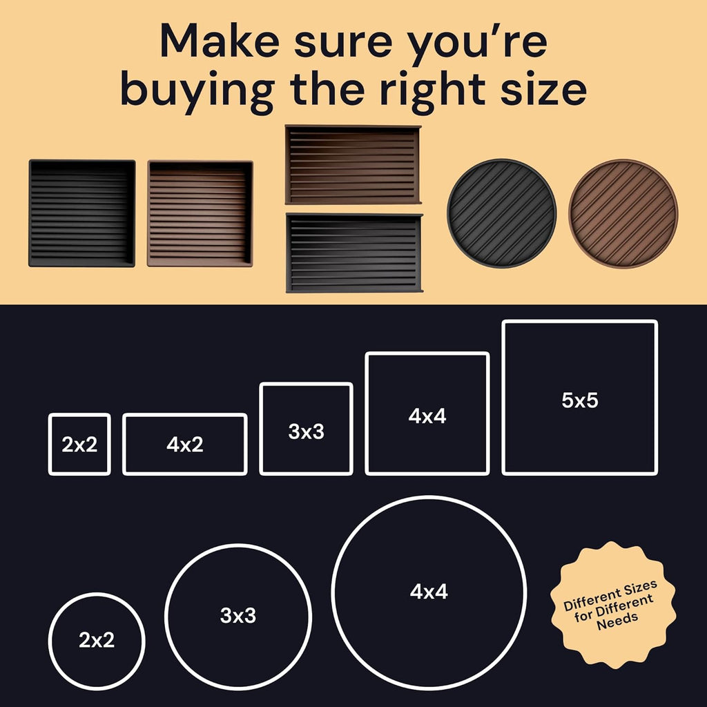 Non-Slip Rubber Furniture Pads - 3 in X 3 in Set of 4 Brown - Floor Protectors for Hardwood Floors & Chairs - Grippers & Rubber Feet for Furniture