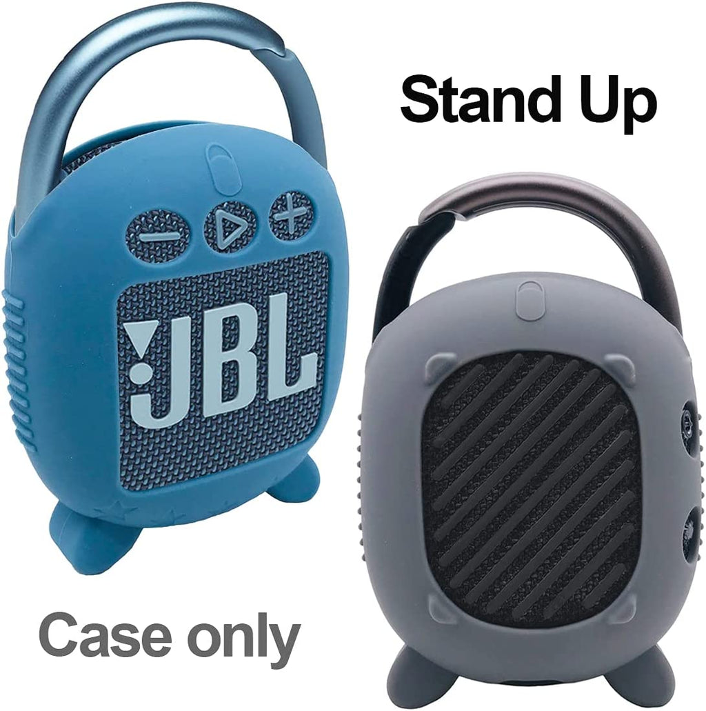 Silicone Cover Case for JBL Clip 4 Portable Bluetooth Speaker, Protective Carrying Case for JBL Clip 4 Portable Bluetooth Speaker Stand up Holder (Grey)
