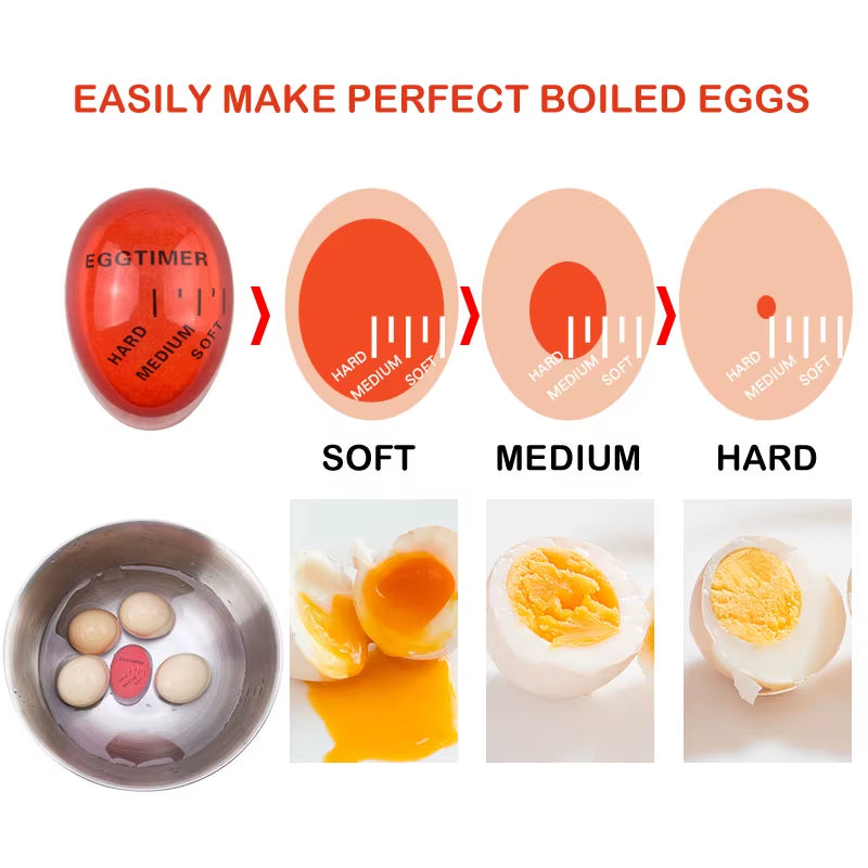 Egg Timer Kitchen Electronic Gadget Color Egg Cooking Changing Yummy Soft Hard Boiled Eco-Friendly Resin Red Timer Tools