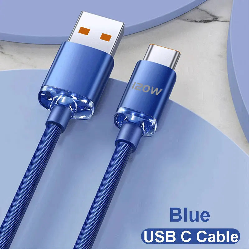 NEW 120W USBA to Type C to USBC Cable for Iphone 15 16 17 Series PD Fast Charging USB C Data Cord for Xiaomi OPPO Samsung