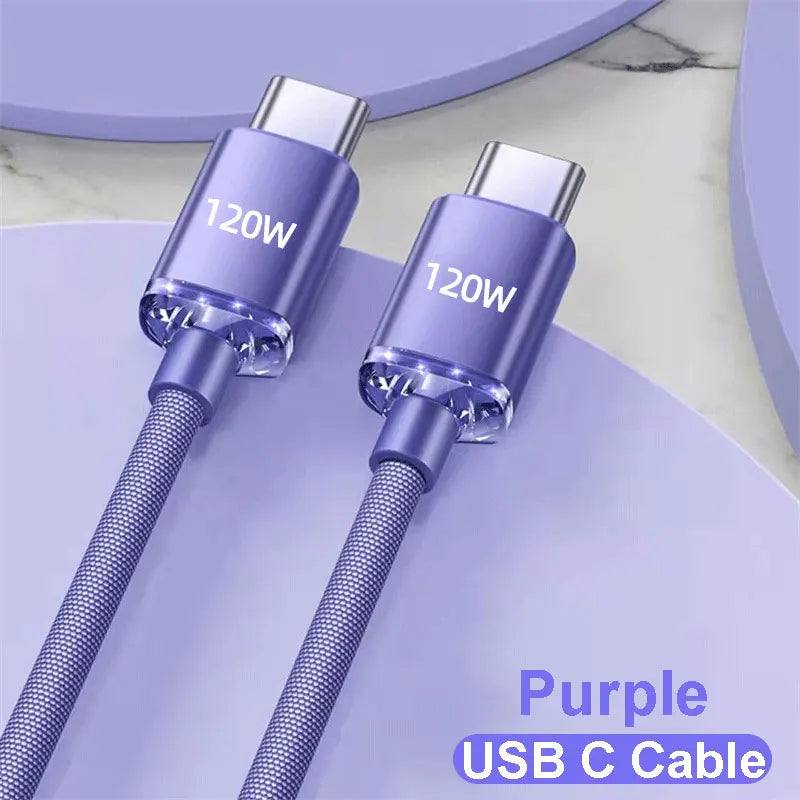 NEW 120W USBA to Type C to USBC Cable for Iphone 15 16 17 Series PD Fast Charging USB C Data Cord for Xiaomi OPPO Samsung
